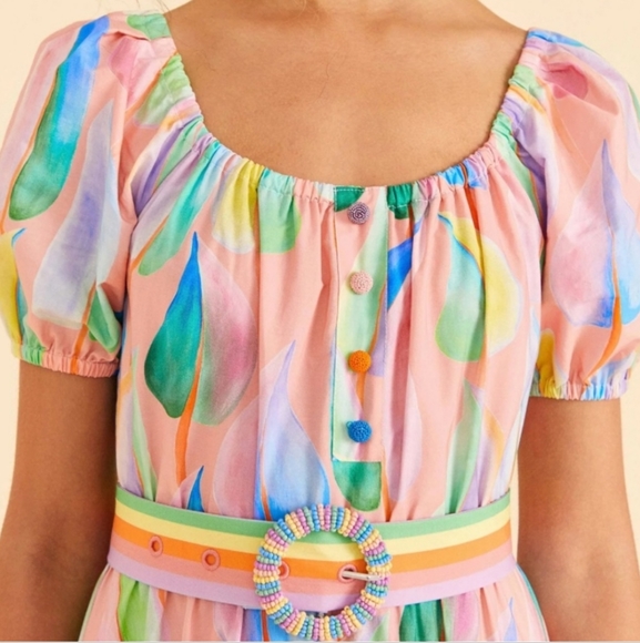 Farm Rio Pink Pastel Leaves Maxidress - Picture 3 of 4